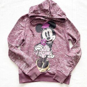 Disney Minnie Mouse Heathered Purple Hoodie Sweatshirt Womens M